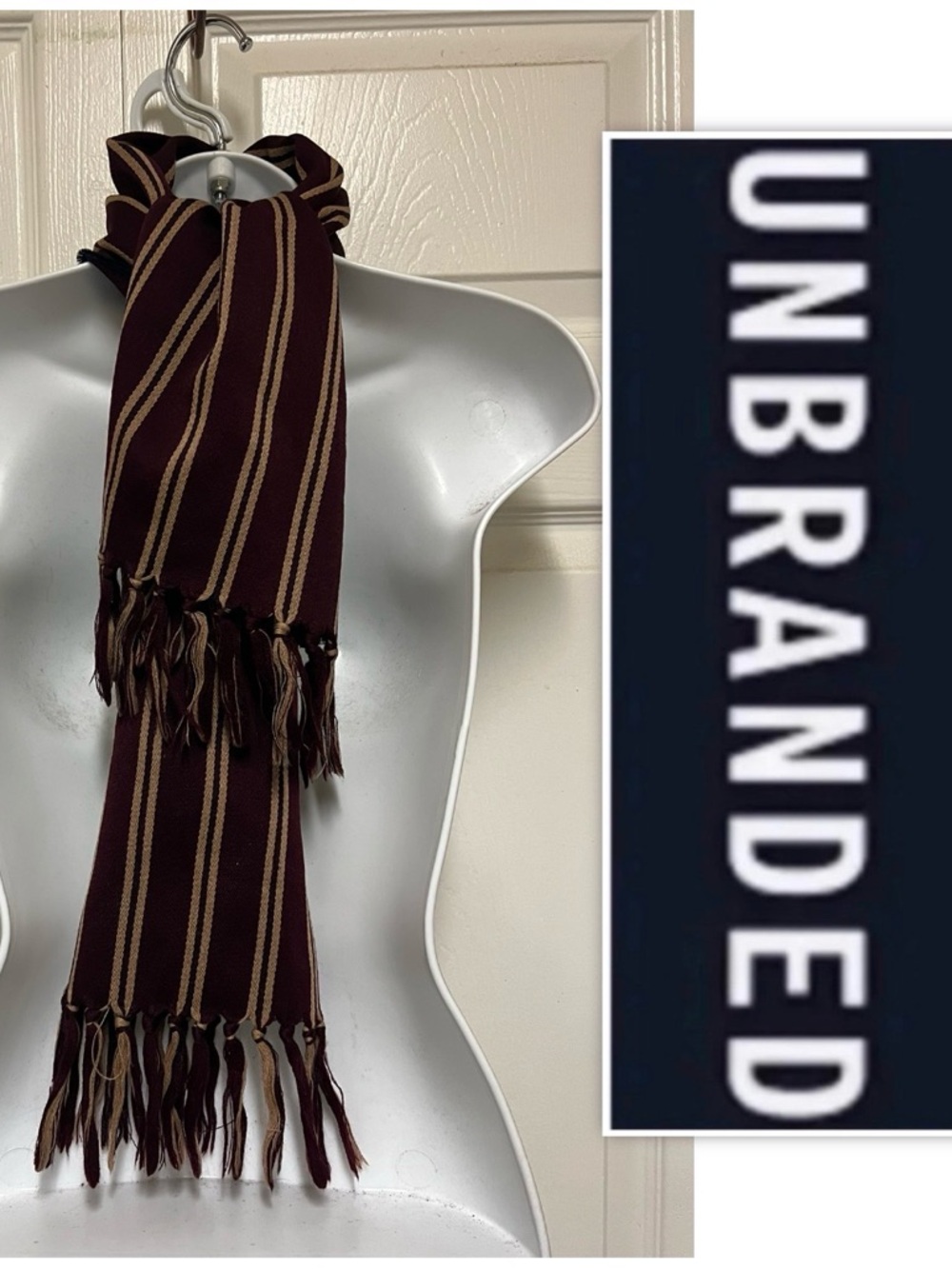 UNBRANDED Striped Wool Blend Scarf